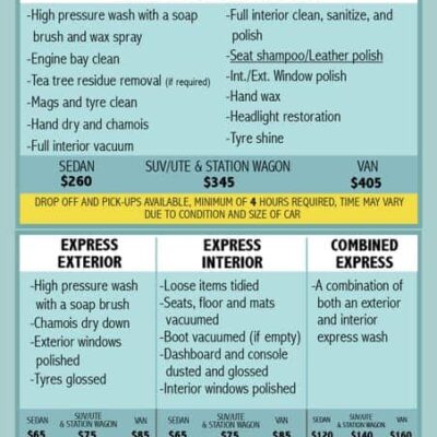 Valet Prices FB